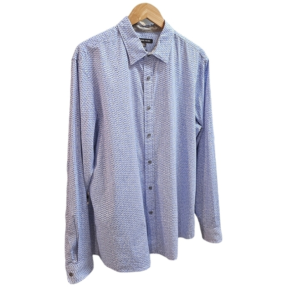 Men's Michael Kors Premium Cotton Pattern Button Up Dress Shirt Size XL Blue - Picture 2 of 8